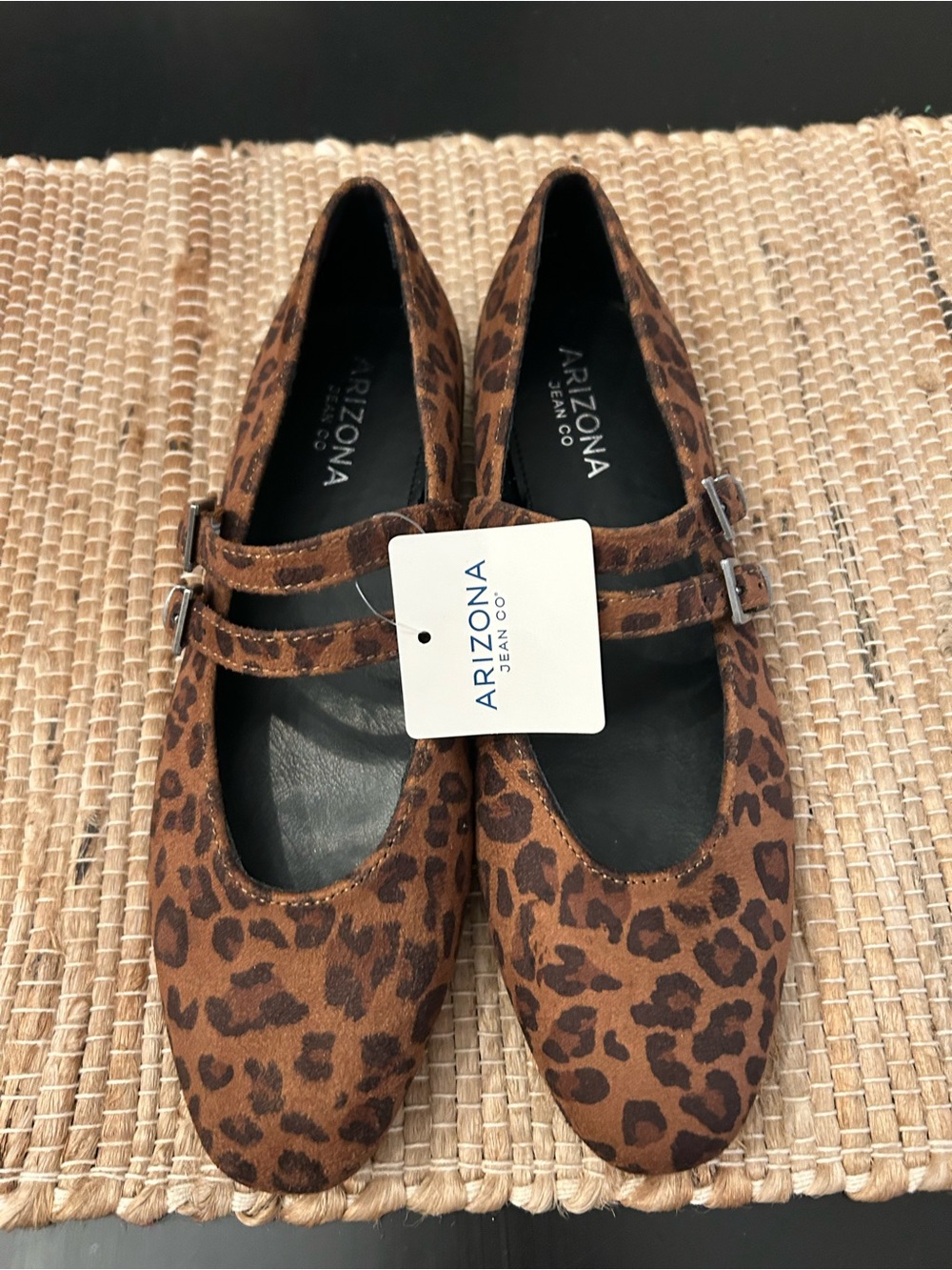 Arizona Jean Company Leopard-Pattern Mary Jane Flats - Brown/Black